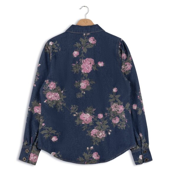 Heritage Denim Rose Print Western Shirt - Picture 2 of 12